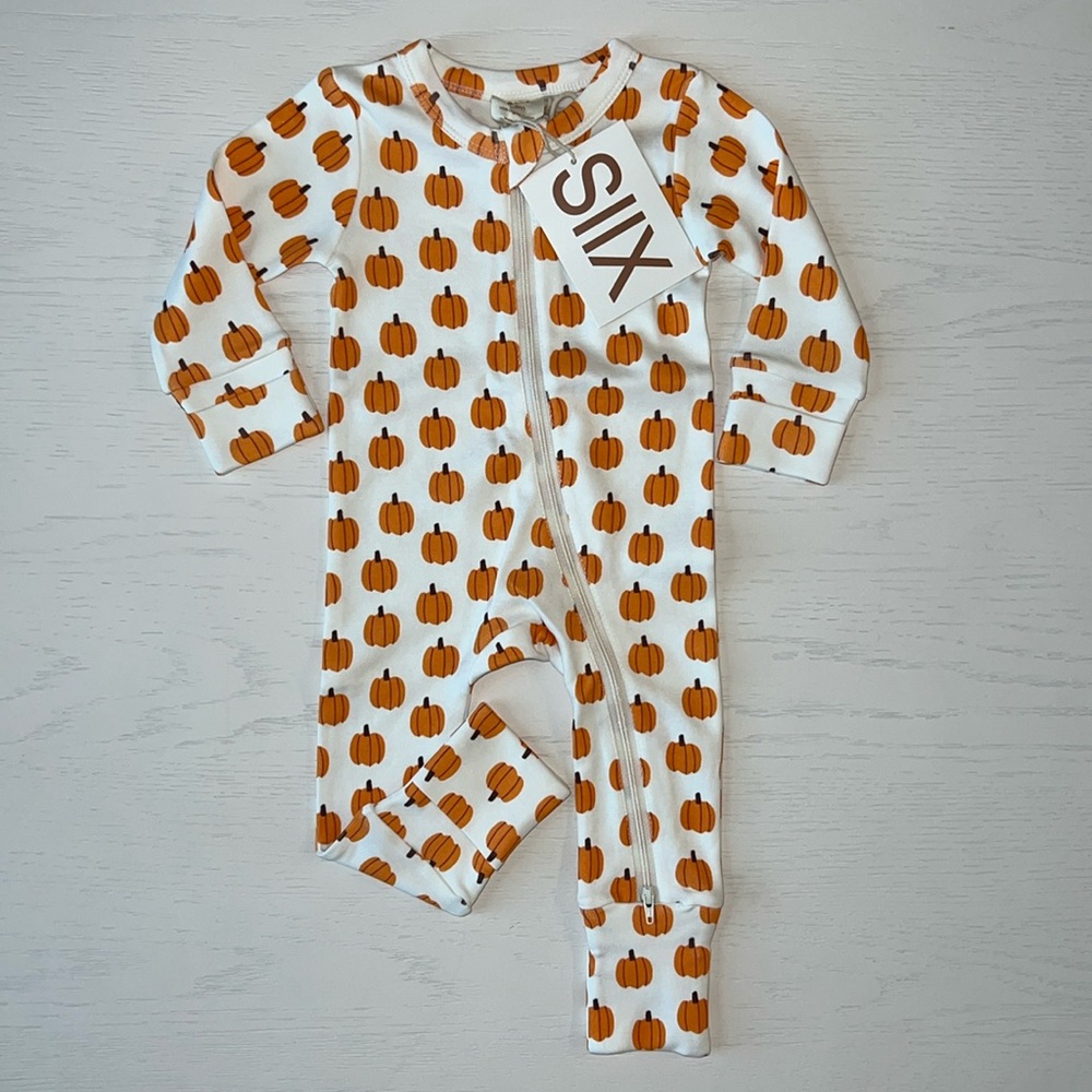 🎃 SIIX Organic Cotton Pumpkin Convertible Romper 6-12 18-24 months